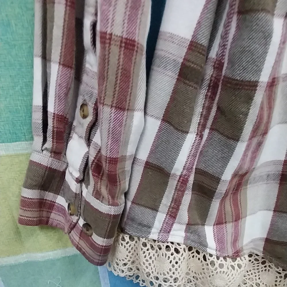 2706 Size XL Upcycled Croft & Barrow Fawned Of Jesus Button Down Shirt - Picture 2 of 7
